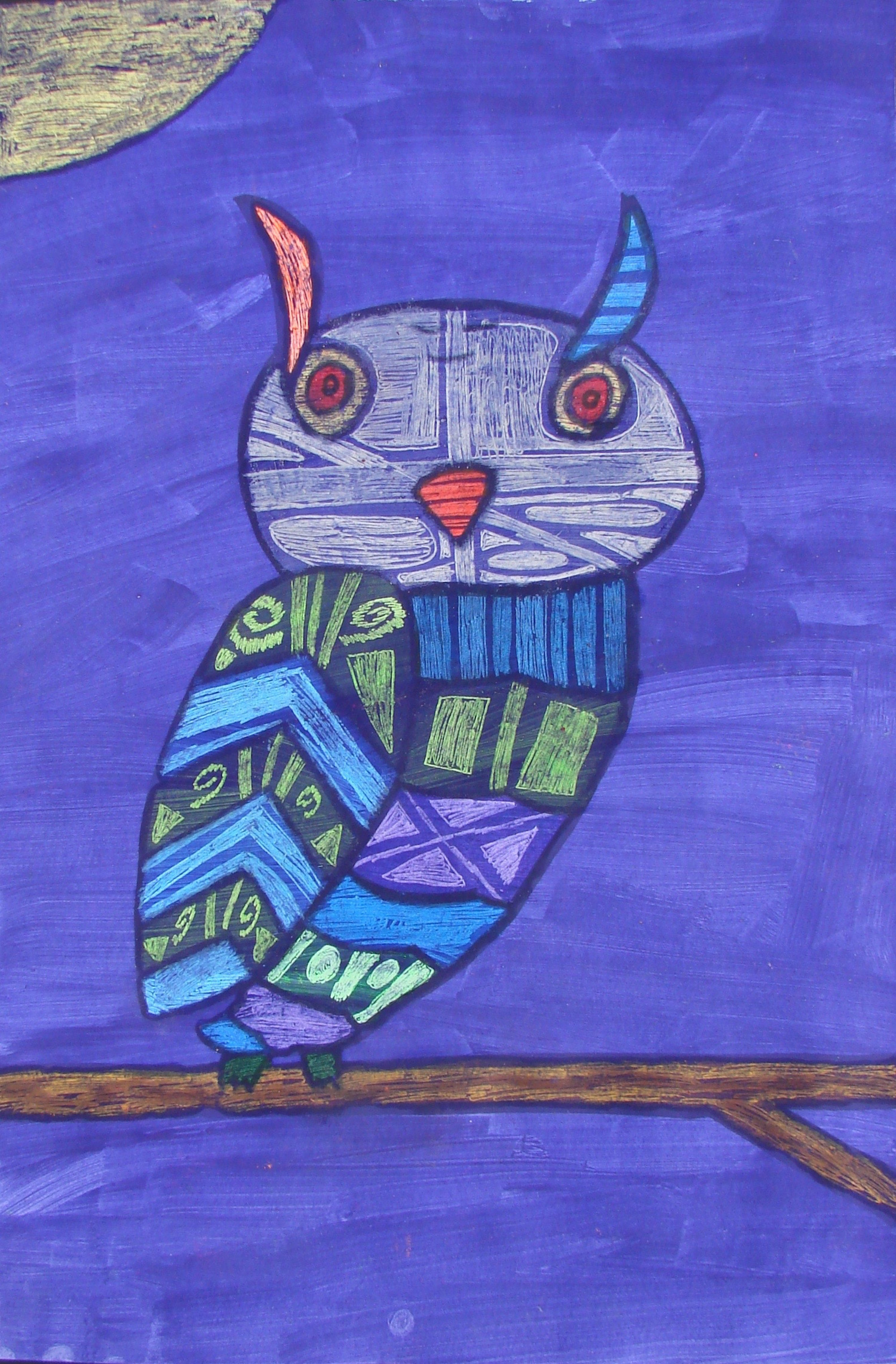 Owl drawing by Silas from Oakland Park Elementary School