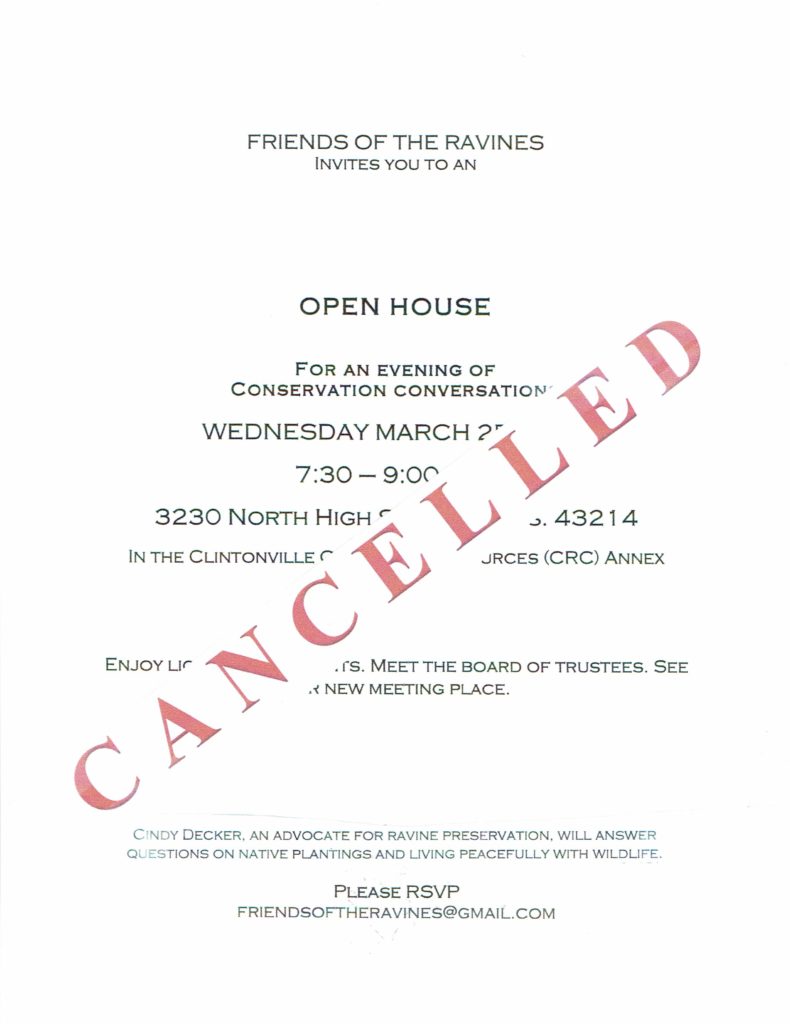 March 25 open house cancelled